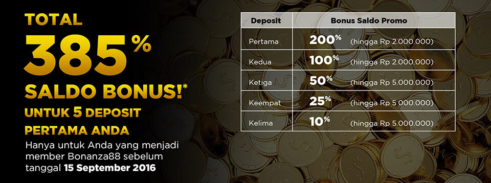 promo deposit saldo bonus untuk permainan mesin slot lantai 1, lantai 3, lantai 4, hanya di judi online terbaik bonanza88